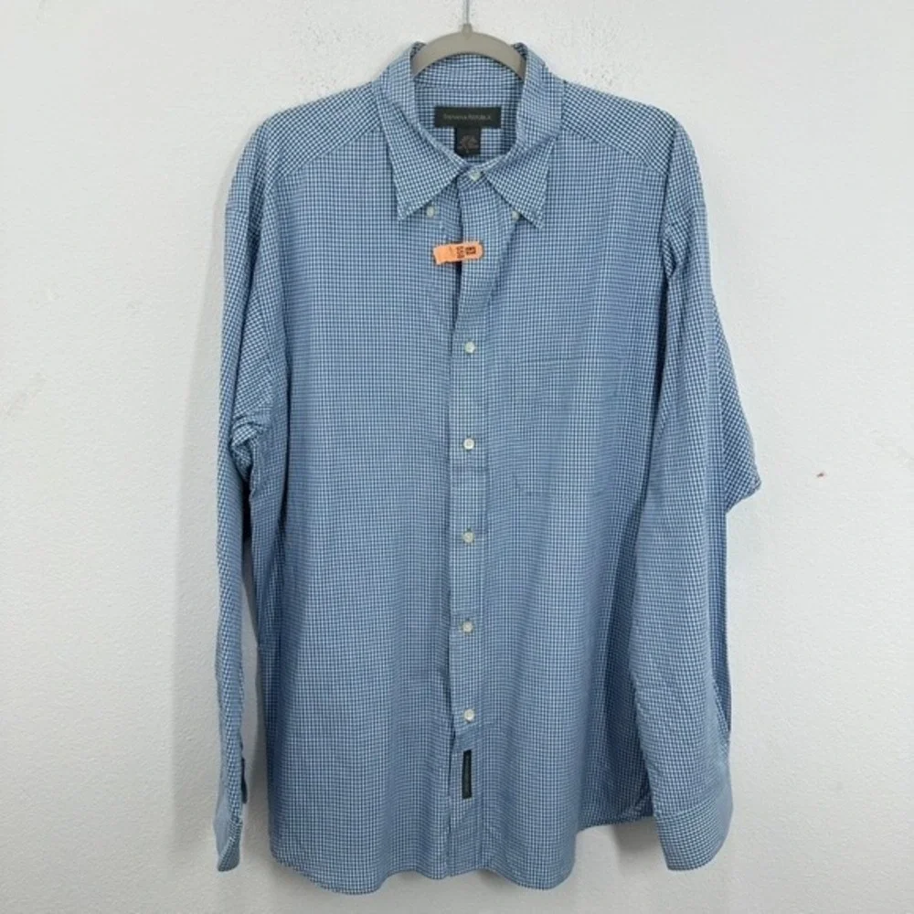 Banana Republic Men's Large‎ Blue Gingham Check Button Down Long Sleeve Shirt
